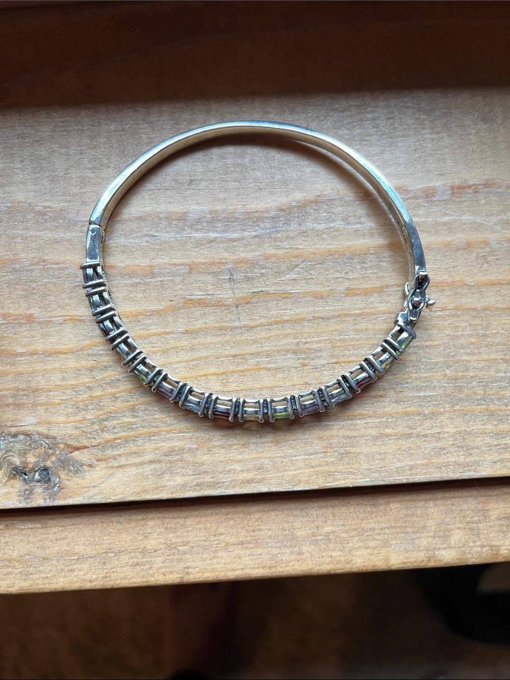 Multicolor Gem Stone Bangle Bracelet - Picture 3 of 6
